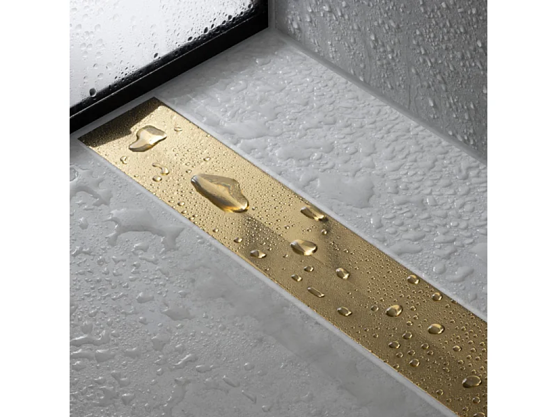 Caniveau de douche HANSGROHE RainDrain Flex 90 Aspect doré poli + Corps encastré standard