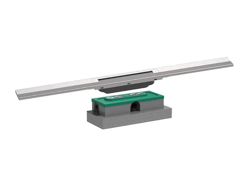 Caniveau de douche HANSGROHE RainDrain Flex 80 Acier inox brossé + Corps encastré à faible hauteur