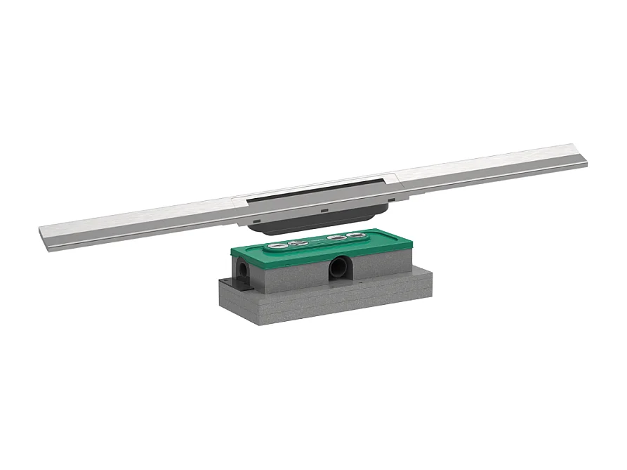 Caniveau de douche HANSGROHE RainDrain Flex 80 Acier inox brossé + Corps encastré à faible hauteur