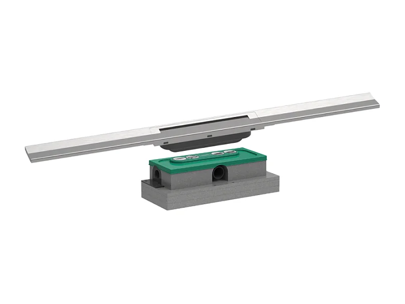 Caniveau de douche HANSGROHE RainDrain Flex 80 Acier inox brossé + Corps encastré à faible hauteur