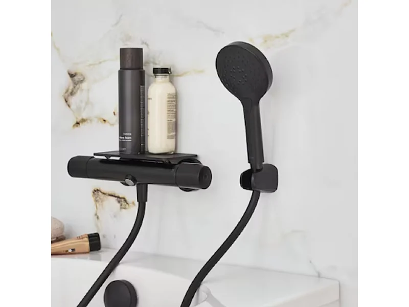 Tablette de douche JACOB DELAFON installation sur mitigeur de douche noir mat