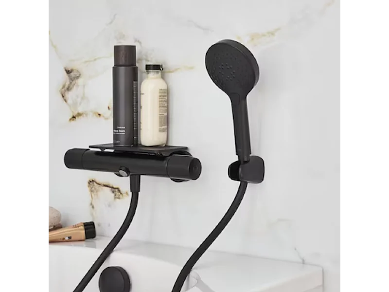 Tablette de douche JACOB DELAFON installation sur mitigeur de douche noir mat