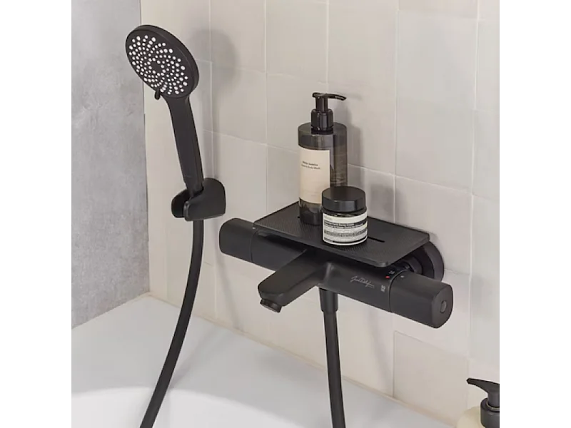 Tablette de douche JACOB DELAFON installation sur mitigeur de douche noir mat