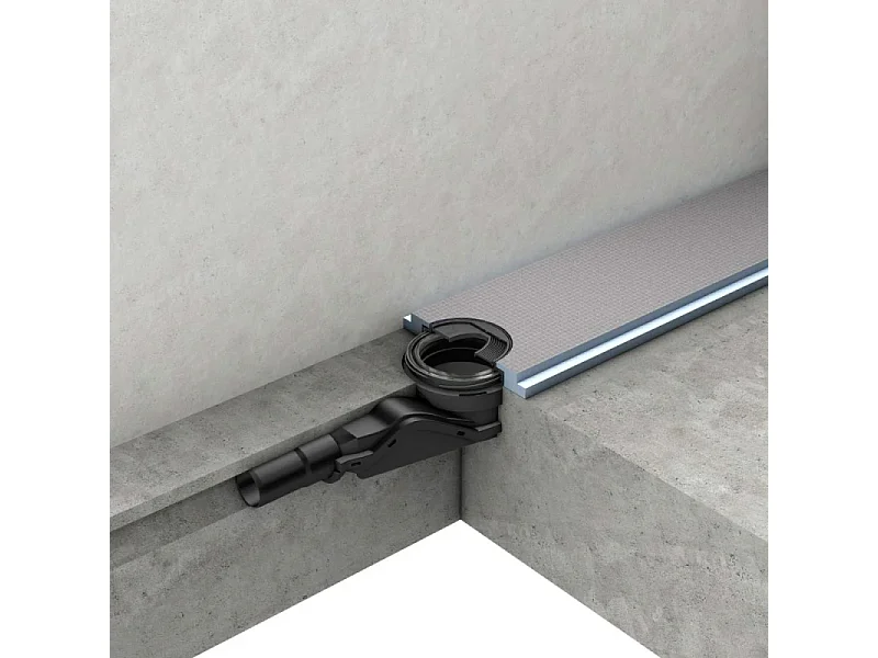 Pack receveur de douche pré-penté 104 x 160 x 2,6 cm WEDI Fundo Flex bois + bonde horizontale + écoulement linéaire + support