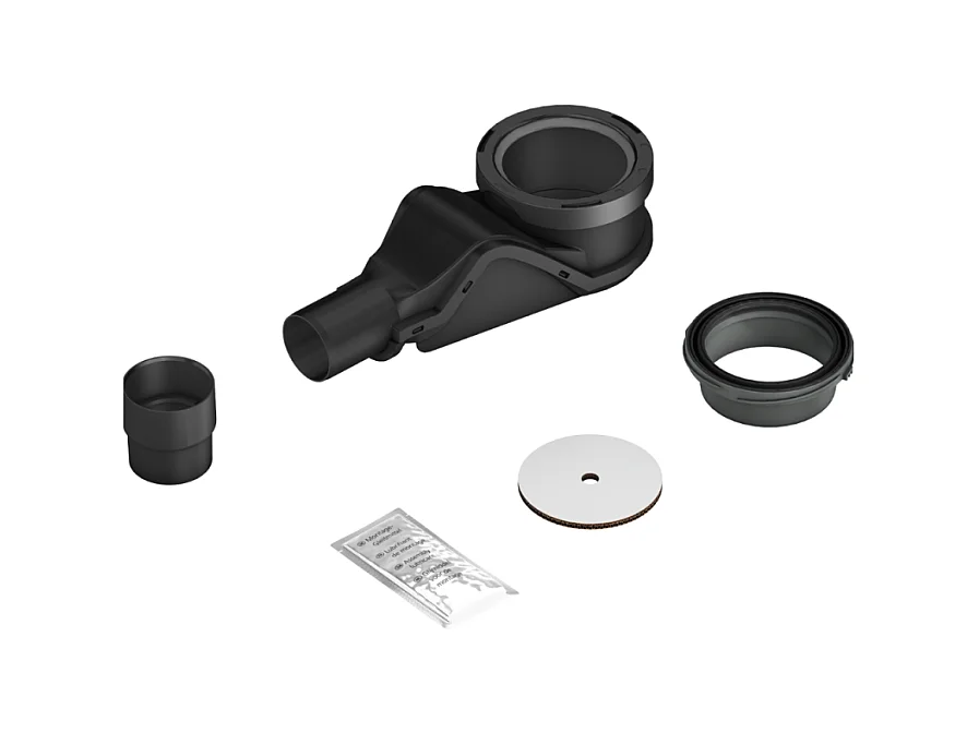 Pack receveur de douche pré-penté 104 x 120 x 3,8 cm WEDI Fundo Flex béton +bonde horizontale+écoulement+support+colle+kit étanche