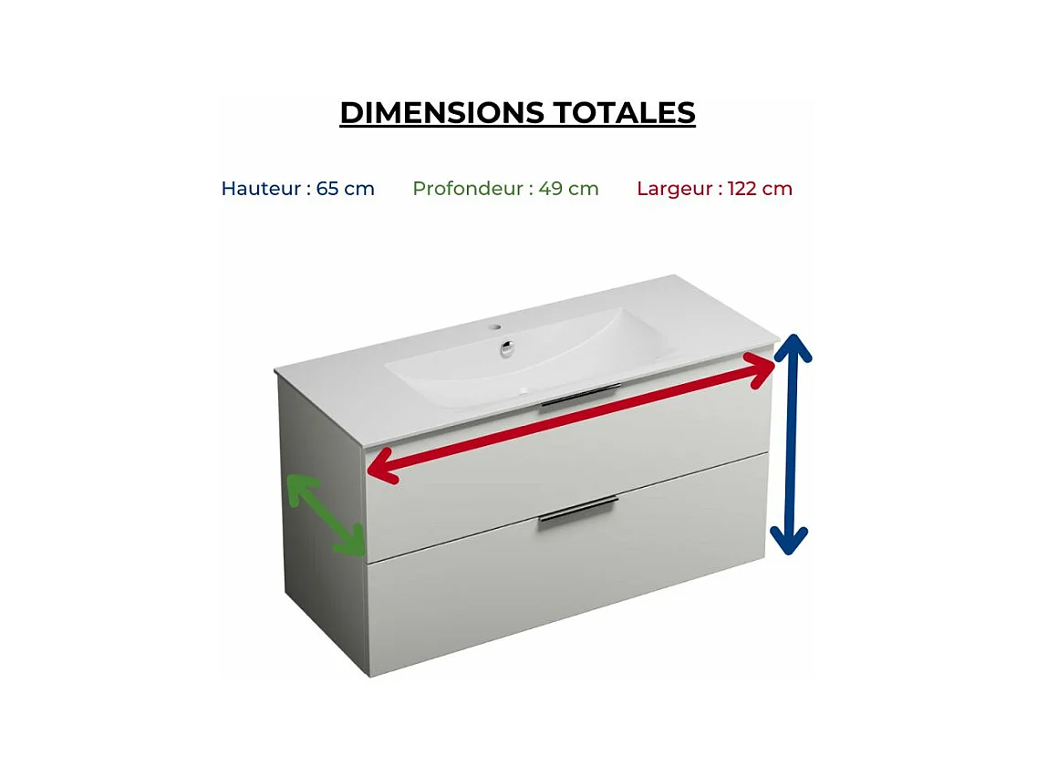 Meuble de salle de bain 120 cm BURGBAD Olena blanc brillant