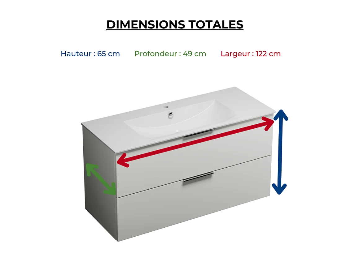 Meuble de salle de bain 120 cm BURGBAD Olena blanc brillant