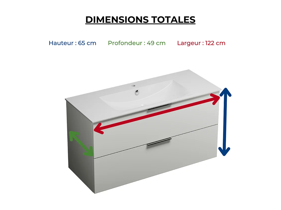 Meuble de salle de bain 120 cm BURGBAD Olena blanc brillant