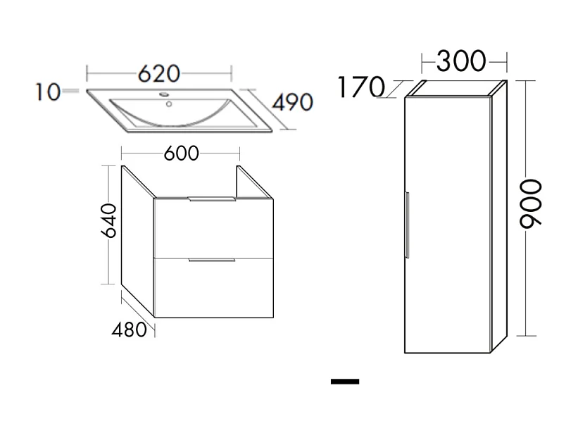 Meuble vasque 60 cm BURGBAD Olena blanc brillant + colonne