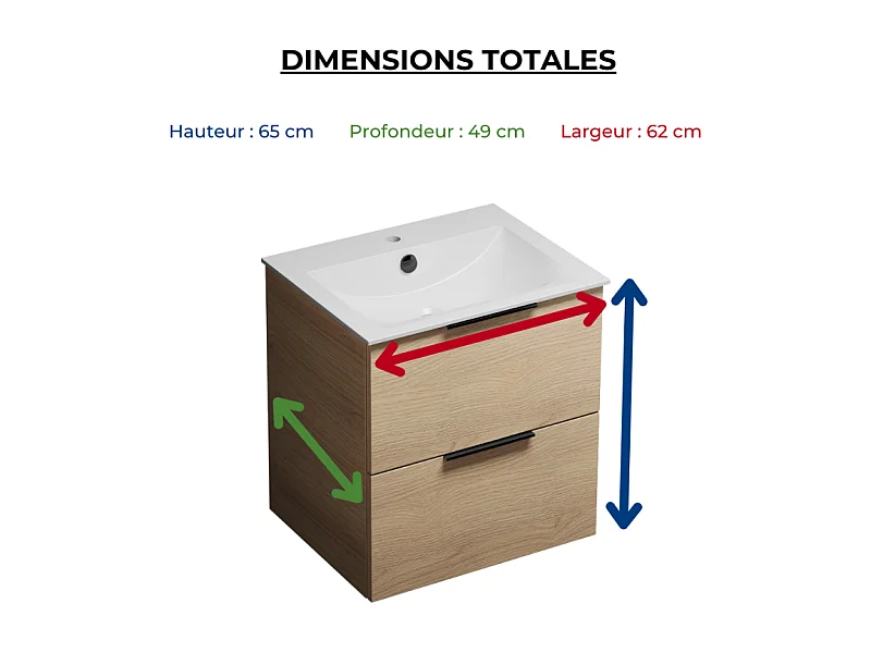 Meuble vasque 60 cm BURGBAD Olena blanc brillant + colonne