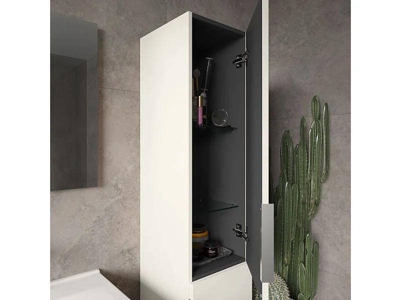 Meuble double vasque 120 cm BURGBAD Olena blanc brillant + colonne