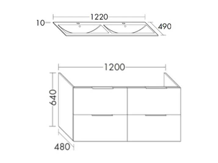 Meuble salle de bain double vasque BURGBAD Olena 120 cm blanc brillant + colonne