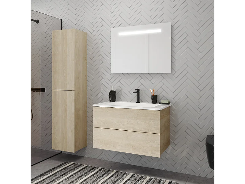 Meuble simple vasque BURGBAD Cosmo 120 cm chêne