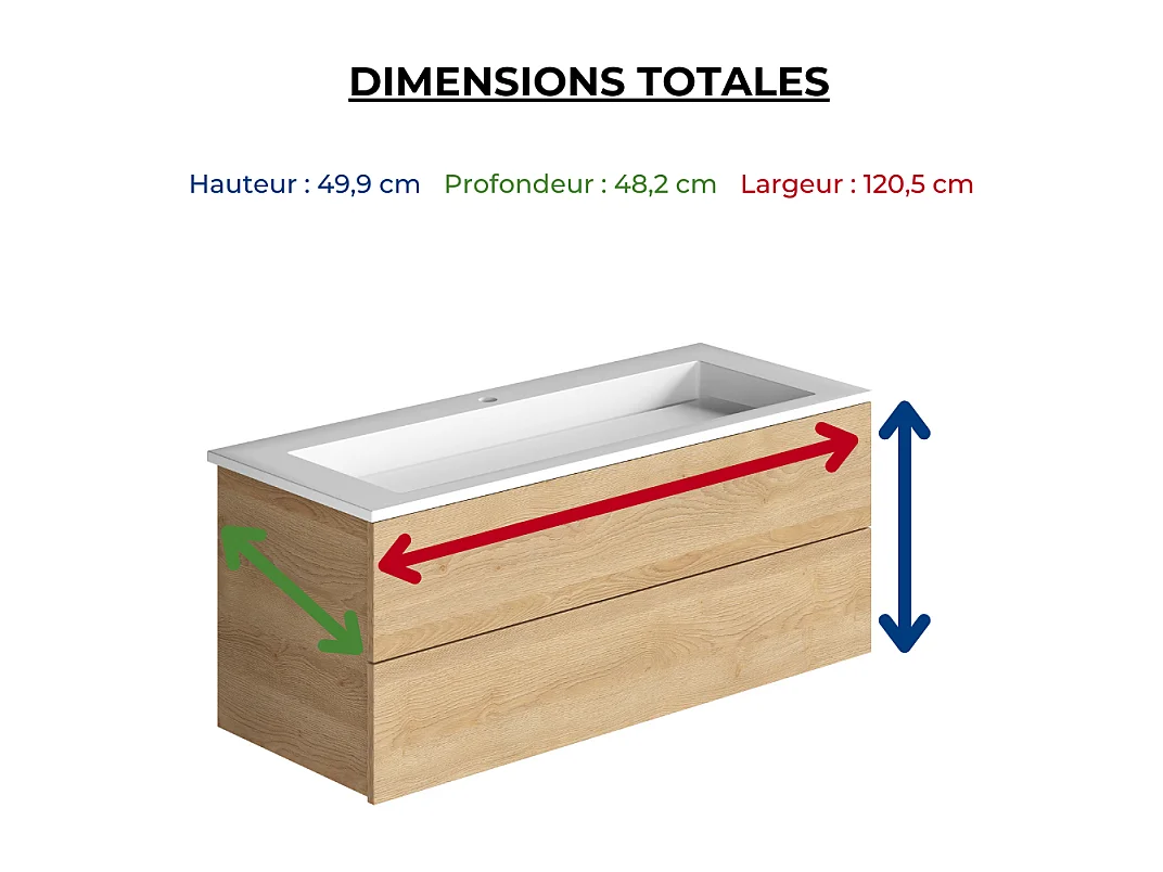 Meuble simple vasque BURGBAD Cosmo 120 cm chêne