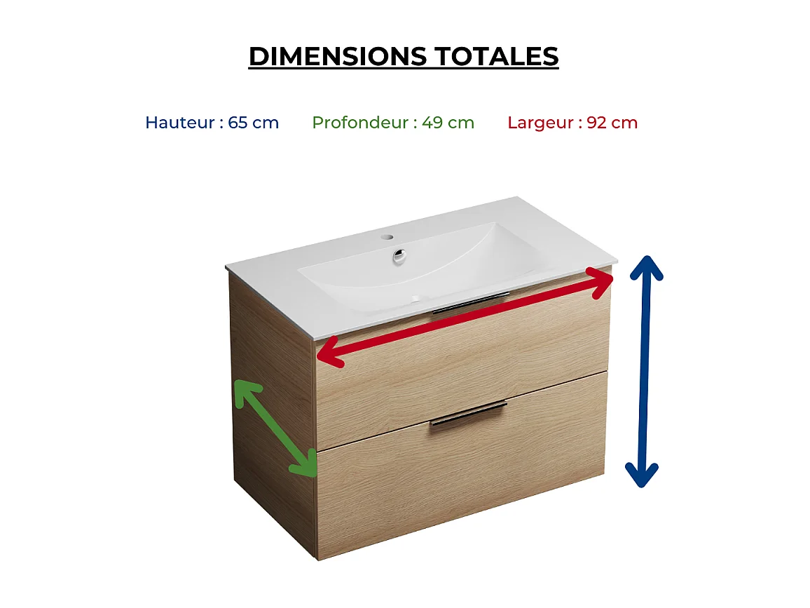 Pack meuble simple vasque BURGBAD Olena + miroir + colonne