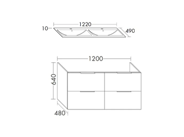 Meuble double vasque 120 cm BURGBAD Olena chêne clair + miroir