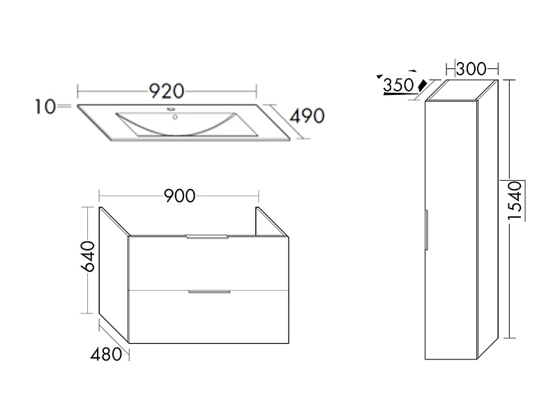 Meuble vasque 90 cm BURGBAD Olena blanc brillant + colonne