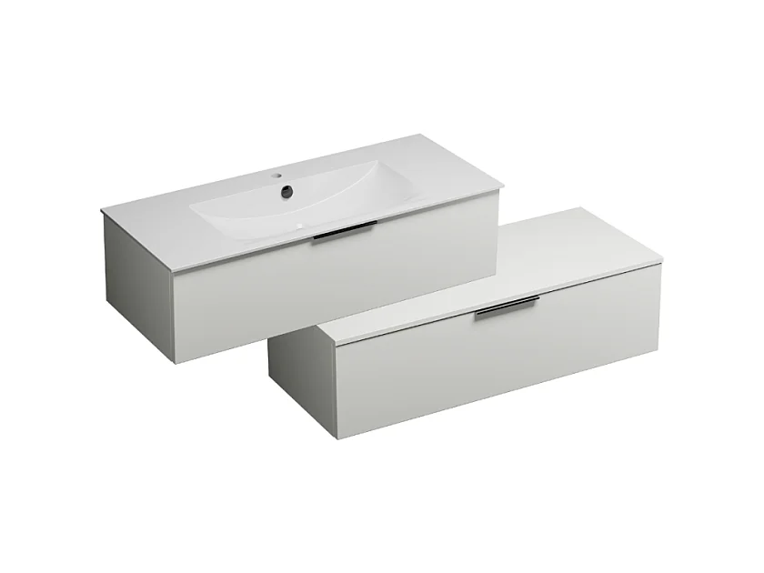 Meuble vasque 90 cm BURGBAD Olena en décalé blanc