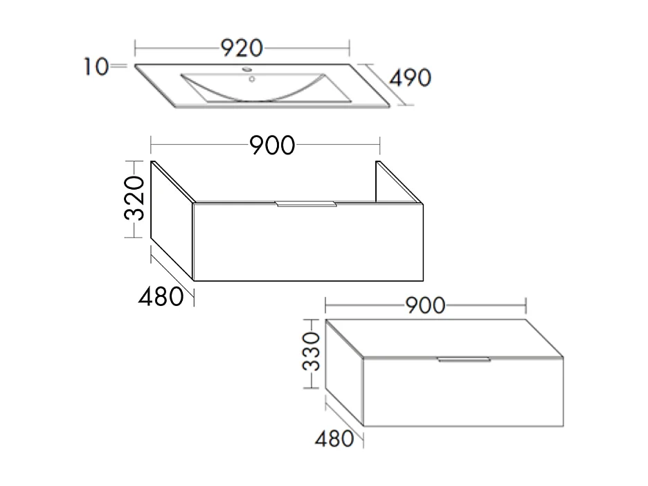 Meuble vasque 90 cm BURGBAD Olena en décalé blanc