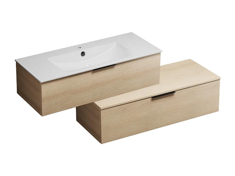 Meuble vasque 90 cm BURGBAD Olena en décalé chêne