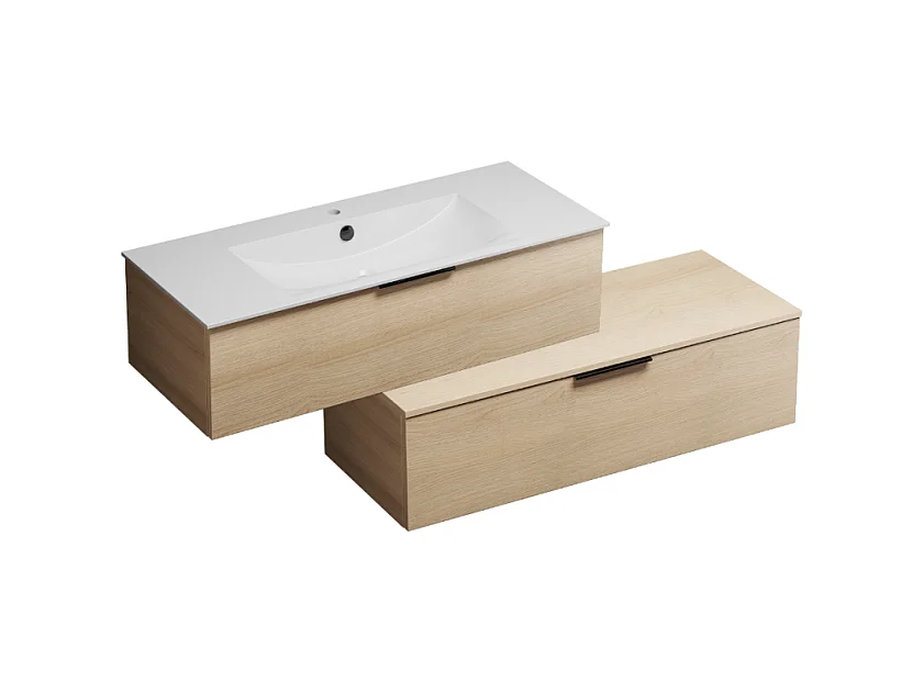 Meuble vasque 90 cm BURGBAD Olena en décalé chêne