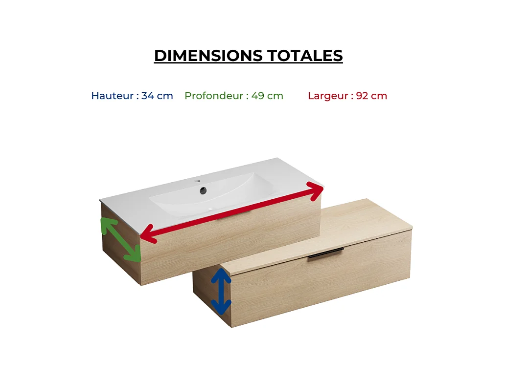 Meuble vasque 90 cm BURGBAD Olena en décalé chêne