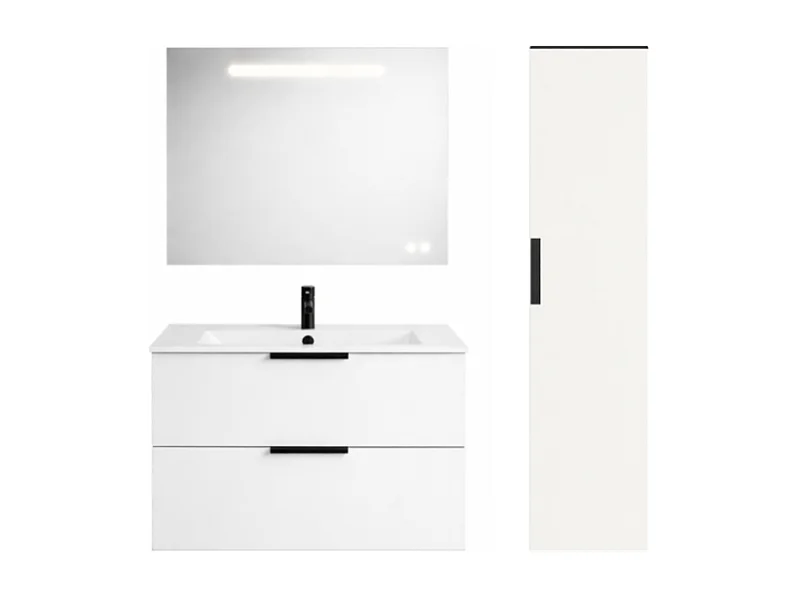Pack meuble simple vasque BURGBAD Olena + miroir + colonne