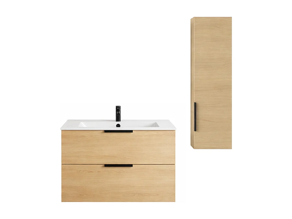 Meuble vasque 60 cm BURGBAD Olena chêne clair + colonne