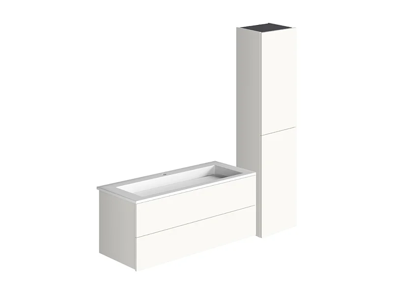 Pack meuble vasque 80 cm BURGBAD Cosmo blanc mat + colonne