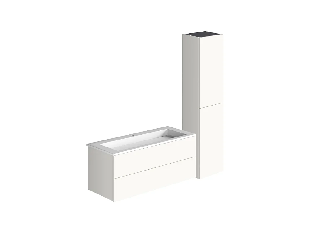 Pack meuble vasque 80 cm BURGBAD Cosmo blanc mat + colonne