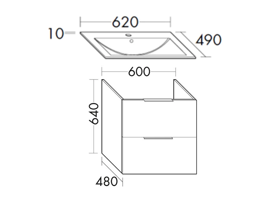 Meuble vasque 60 cm BURGBAD Olena blanc brillant + miroir + colonne de salle de bain