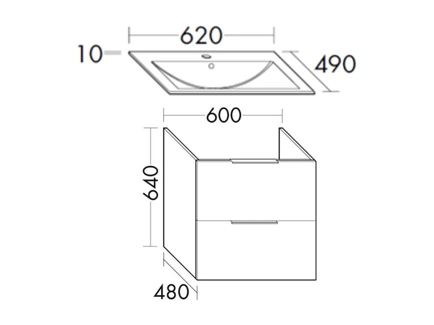 Meuble vasque 60 cm BURGBAD Olena blanc brillant + miroir + colonne de salle de bain