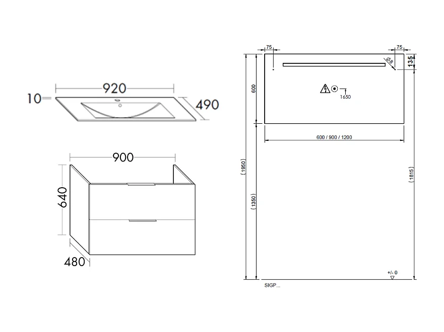 Meuble vasque 90 cm BURGBAD Olena chêne clair + miroir