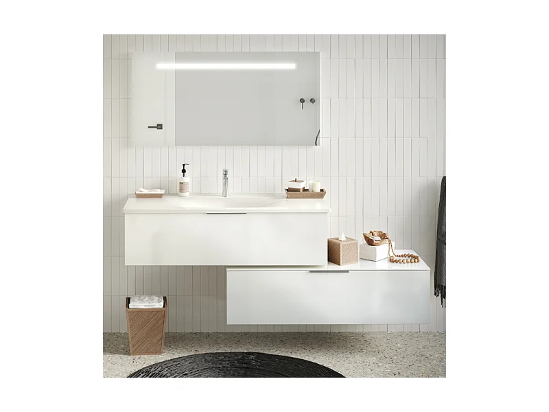 Meuble vasque 120 cm BURGBAD Olena en décalé blanc