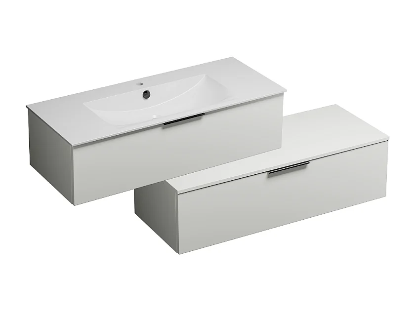 Meuble vasque 120 cm BURGBAD Olena en décalé blanc