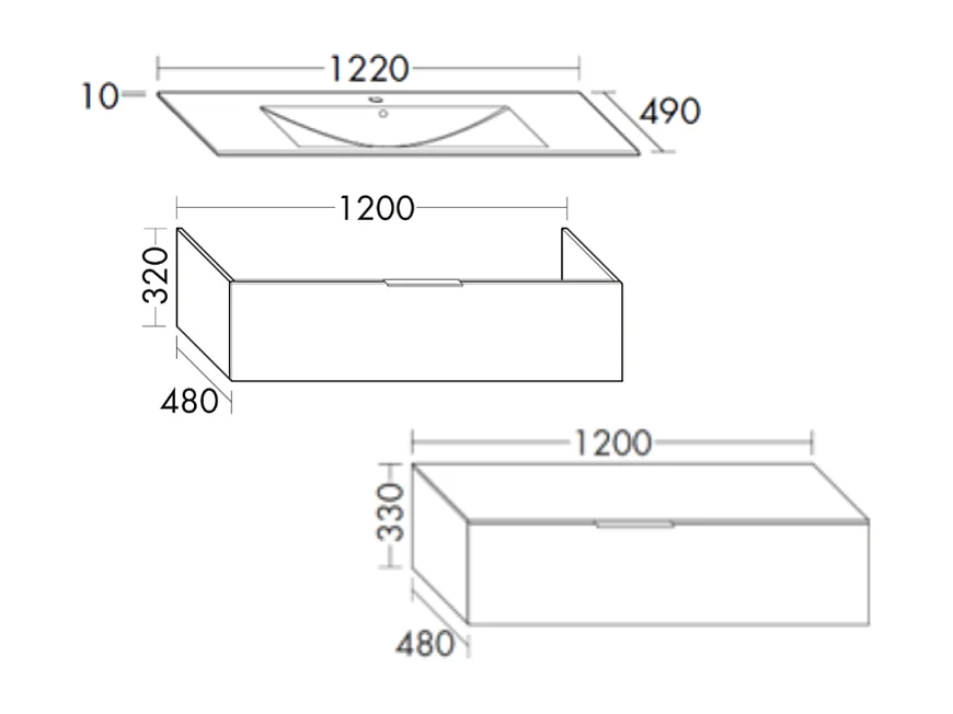 Meuble vasque 120 cm BURGBAD Olena en décalé blanc
