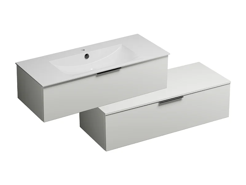 Meuble vasque 120 cm BURGBAD Olena en décalé blanc