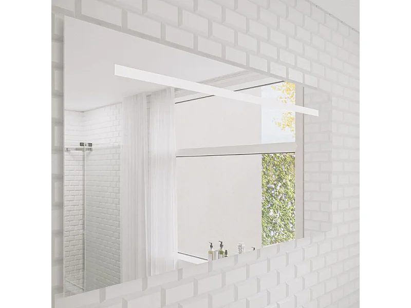 Meuble double vasque 120 cm BURGBAD Olena blanc brillant + miroir + colonne