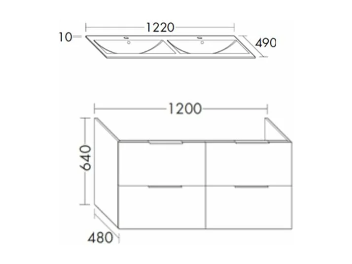 Meuble double vasque 120 cm BURGBAD Olena blanc brillant + miroir + colonne