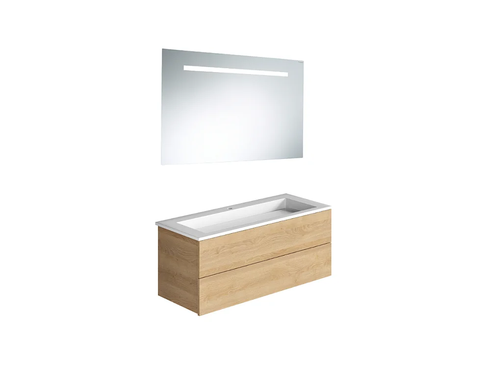 Pack meuble vasque 80 cm BURGBAD Cosmo chêne + miroir