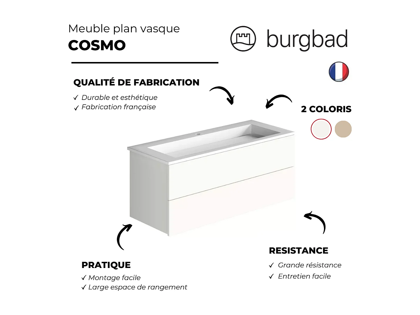 Pack meuble vasque 80 cm BURGBAD Cosmo chêne + miroir
