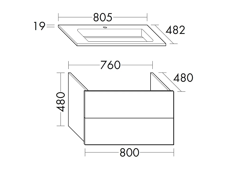 Pack meuble vasque 80 cm BURGBAD Cosmo chêne + miroir