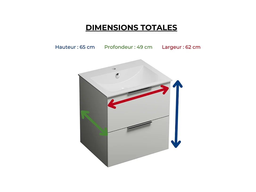 Meuble vasque 60 cm BURGBAD Olena blanc brillant