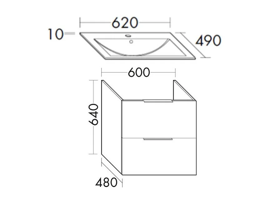 Meuble vasque 60 cm BURGBAD Olena blanc brillant