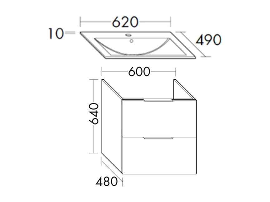 Meuble vasque 60 cm BURGBAD Olena blanc brillant