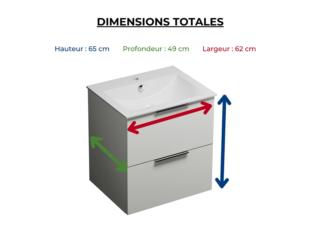 Meuble vasque 60 cm BURGBAD Olena blanc brillant
