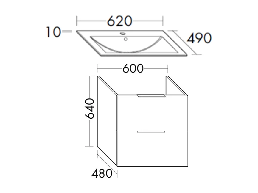 Meuble vasque 60 cm BURGBAD Olena blanc brillant