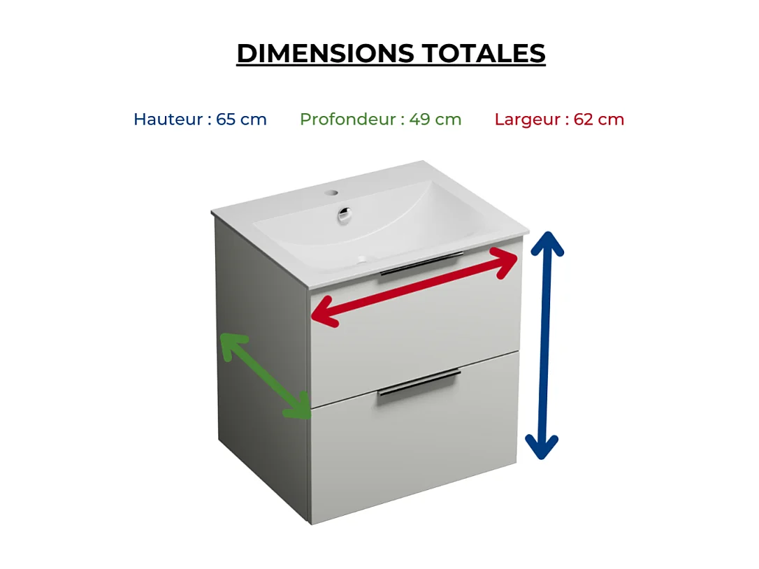 Meuble vasque 60 cm BURGBAD Olena blanc brillant