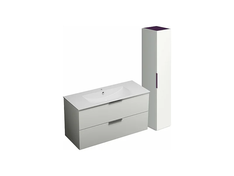 Meuble vasque 120 cm BURGBAD Olena blanc brillant + colonne