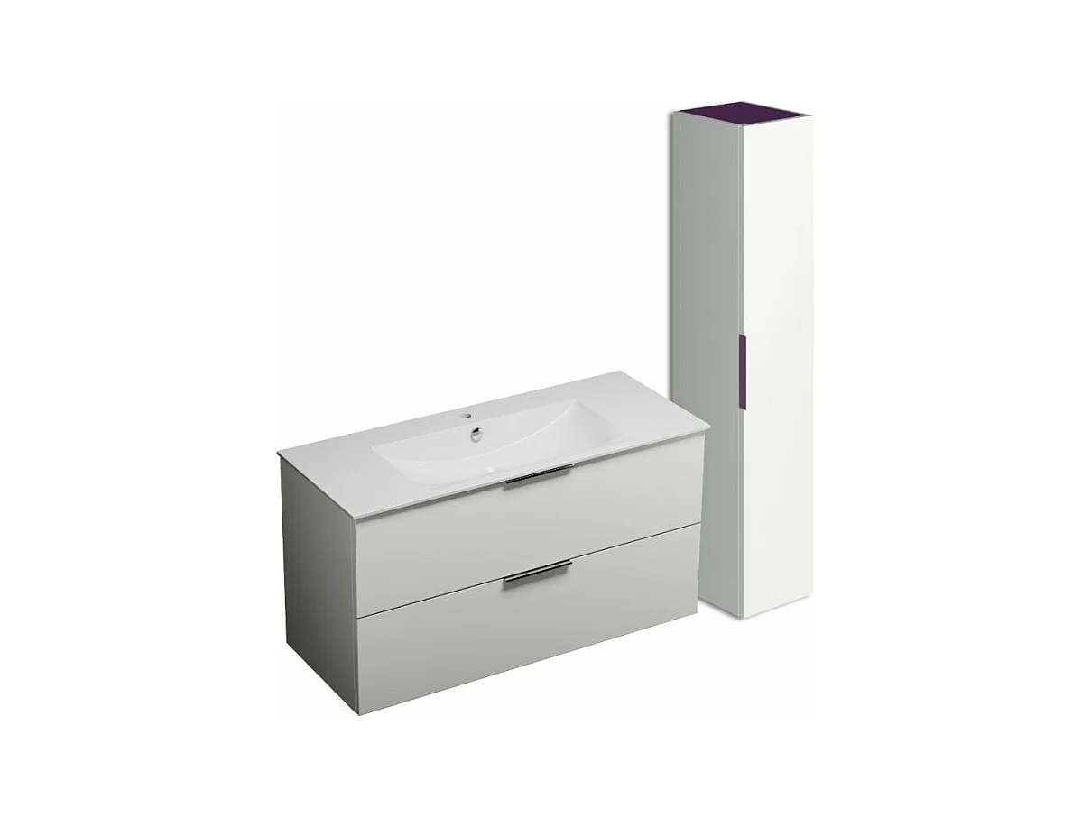 Meuble vasque 120 cm BURGBAD Olena blanc brillant + colonne